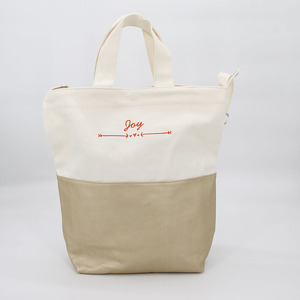 Sac fourre-tout en toile personnalisé avec logo, robuste, imprimé, grand format, avec fermeture éclair et empiècements en cuir - Product Image 1