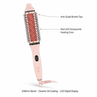 Brosse chauffante pour boucler les cheveux, pour les voyages, le salon et la maison, 38 mm, brosse ronde chauffante, boucleur de cheveux, 6 réglages de température, 220 ° Chauffage rapide pour femmes