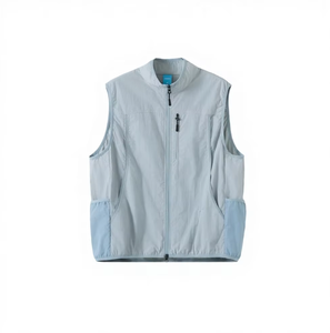 เสื้อกั๊กกันลมผู้ชายแบบมีซิป สีพื้น คอตั้ง สวมใส่สบายๆ สำหรับฤดูใบไม้ร่วง พร้อมโลโก้แบบกำหนดเองได้ - Product Image 6
