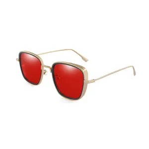 Rood Merk Mannen Gothic Zonnebril Metalen Frame Ronde Originele Chashma Kabir Singh Steampunk Zonnebril Vintage