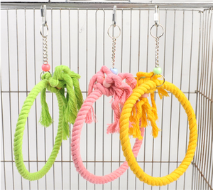 Jouet oiseau pour perruches en coton, objet à suspendre, pour animaux de compagnie, se balance, anneau support - Product Image 6