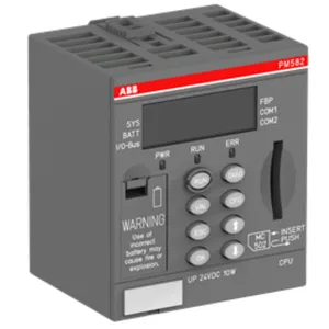 The spot inventory ABB AC500 PLC model is PM582, with 512kB memory, 2x RS232/485, FBP interface, IP20 protection, 3ABD00029565.