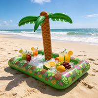 Piscina Inflable de 51 Pulgadas, Juegos para Fiestas de Verano, Enfriador de Bebidas Inflable con Forma de Palmera, Enfriador de Buffet Inflable, Barra Flotante