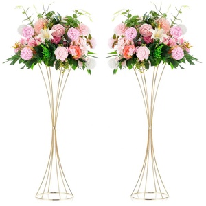 Gold Geometric Wedding Iron <strong>Flower</strong> Stand Wedding Centerpieces Table <strong>Flower</strong> <strong>Vase</strong> Party Birthday Tabletop Decorations - Product Image 1