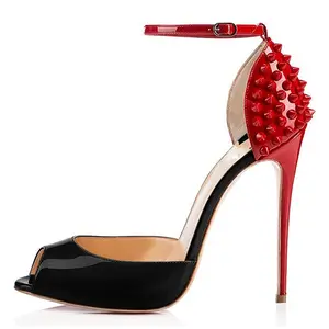 XINZI-zapatos de tacón alto para mujer, calzado con punta abierta y tacón fino de 12cm, talla grande 45, envío directo