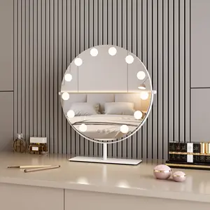 360 Rotation 12 Pcs G35 Dimmable White Bulbs 43x48cm Adjustable Brightness Makeup Mirror With Led Lights Hollywood Vanity Mirror