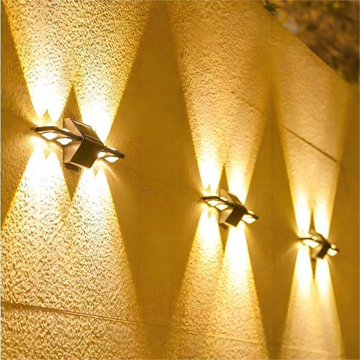 New Solar Wall Lights Outdoor Split Design 8 LED Polysilicon Warm White Solar Wall Light IP65 Waterproof Garden Lamps