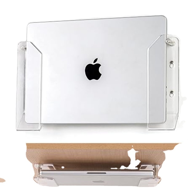 Wall Mount Laptop Holder & Desk Mount Clear Acrylic Plastic Adhesive Screw MacBooks Surface Keyboards Switch Tablets Custom