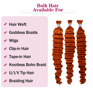 FH <span class=keywords><strong>Capelli</strong></span> Umani Remy 100% Allineati alle Cuticole, Onde Profonde Arancioni, Grezzi, <span class=keywords><strong>per</strong></span> Trecce Boho, Senza Trama, Fascio di <span class=keywords><strong>Capelli</strong></span> Vietnamiti - Product Image 4