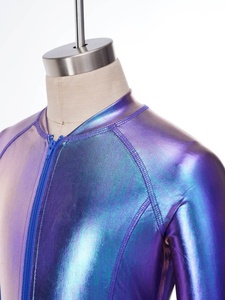 Maillot de Gimnasia Metálico para Niñas, Manga Larga, Cierre Frontal, Cuello Alto, para Competencia y Actuación, Hecho a Medida - Product Image 3