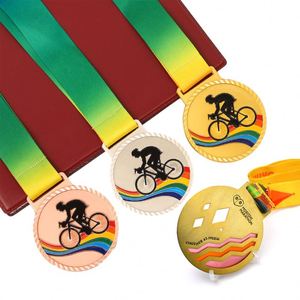 Venta al por mayor de logotipo de recuerdo Taekwondo Running Karate Soccer Football 3D Blank Gold Lanyard Award Ribbon Sports Metal Medalla personalizada - Product Image 1