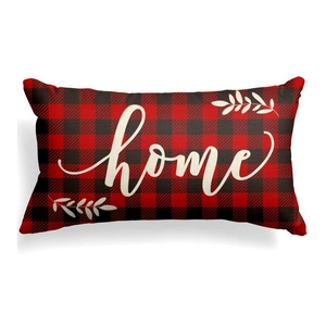 Housse <span class=keywords><strong>de</strong></span> coussin lombaire longue pour Noël, pour canapé et <span class=keywords><strong>lit</strong></span>, en lin rouge festif avec motifs <span class=keywords><strong>de</strong></span> fêtes, idéale pour le bas du dos - Product Image 2
