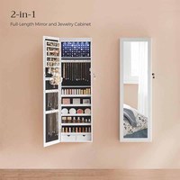 Armoire à bijoux miroir, miroir à bijoux mural verrouillable de 47.2 pouces de haut, 2 tiroirs