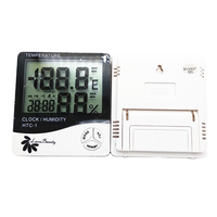 Lash LCD Digital Temperature Humidity Meter HTC-2/HTC-1 Higrometer Termometer Stasiun Cuaca untuk Rumah Dalam & Luar Ruangan dengan Jam