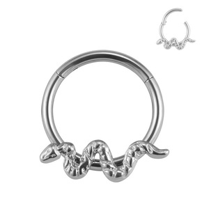 Anneau de piercing en acier inoxydable en forme de serpent, diamètre intérieur 8-10 mm, anneau de nez, boucle d'oreille, couleur or, design animal, bijoux de mode - Product Image 5