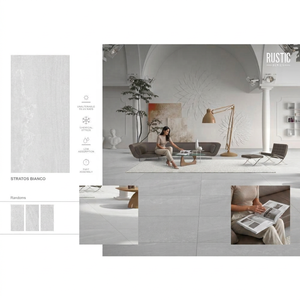 Azulejos de Porcelana Esmaltada de 24x48 Pulgadas Inspirados en Mármol Calcutta Bianco para Diseño Contemporáneo de Pisos y Paredes - Product Image 1