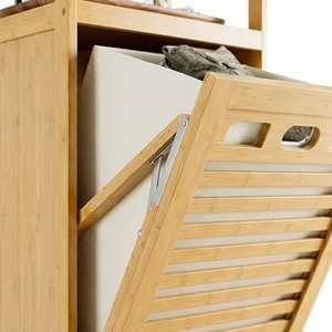 Armoire <span class=keywords><strong>à</strong></span> <span class=keywords><strong>linge</strong></span> inclinable en bambou personnalisable, 39 pouces de haut, <span class=keywords><strong>tour</strong></span> de rangement pour vêtements avec doublure amovible - Product Image 4