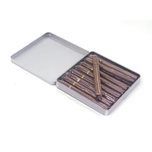 小收藏品方形金属罐头锡盒迷你雪茄 Cigarillo 烟草香烟支架锡盒