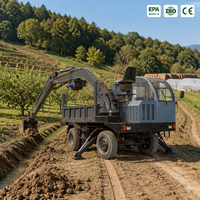 Camion benne sur roues de 6 tonnes avec bras d'excavatrice, benne hydraulique sur roues pour la construction