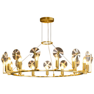 โคมไฟระย้าคริสตัลหรูหราสไตล์โพสต์โมเดิร์น โครงสร้างทองแดงทั้งหมด ดีไซน์เรียบง่าย สง่างาม และสร้างสรรค์ สำหรับใช้ในบ้าน ห้องรับประทานอาหาร และห้องนั่งเล่น - Product Image 6