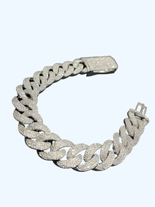 Stylish 925 Sterling Silver Cuban Link Bracelet Lab Grown Moissanite Diamond Minimal Design Jewelry - Product Image 5