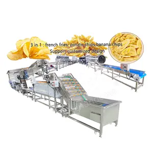 Máquina para hacer medias patatas fritas, línea de producción de chips de plátano Fouiller, máquina automática para freír patatas