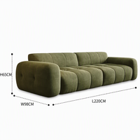 Ensemble de canapés 3 pièces, meubles de salon, canapé modulaire moderne de luxe, velours compressé capitonné vert olive, meubles de salon