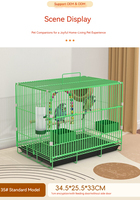 Cage à oiseaux suspendue pliable en fil d'acier avec plateau en plastique et bouton-pression pour usage intérieur/extérieur, idéale pour l'élevage d'oiseaux - Vente en gros
