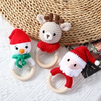 Série de Noël : Accessoire apaisant pour bébé, anneau de doigt en polyester tissé durable, motif dessin animé (Père Noël, renne, bonhomme de neige, clochette, animal)