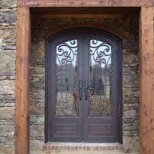 Elegante Puerta de Hierro Forjado y Vidrio para Casa, Apartamento, Hotel y Oficina con Diseño Francés, Origen Vietnam, Resistente al Agua - Product Image 1