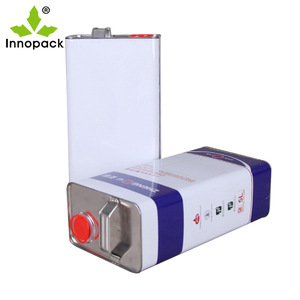 <span class=keywords><strong>Bidon</strong></span> métallique rectangulaire de <span class=keywords><strong>3</strong></span> <span class=keywords><strong>litres</strong></span> en fer blanc avec becs flexibles en plastique pour emballage d'huile d'olive - Product Image 3