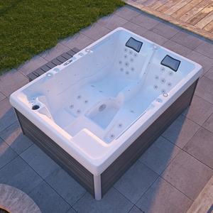 อ่างอาบน้ำร้อนทรงสี่เหลี่ยมพร้อมไฟ LED ฟังก์ชันนวดสปากลางแจ้งแบบใหม่สำหรับ3ท่าน - Product Image 2