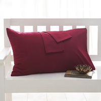 Lot de 2 taies d'oreiller en polyester brossé de couleur unie, respirantes, antibactériennes, anti-acariens, fermeture à rabat pour hôtel et maison