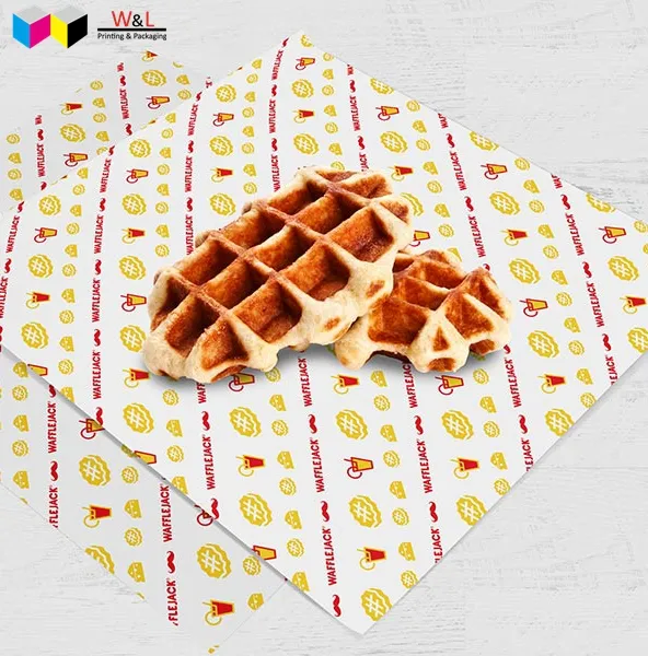 CMYK full offset flexo printing food grade greaseproof waffle wrapping paper with without PE lining wraps