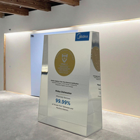 Plaque de trophée moderne, portable et écologique en acrylique transparent avec support, design imprimé UV personnalisé, présentoir