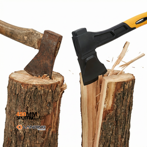 ขวานผ่าฟืนแบบ DIY รุ่น Landing 561043 ขนาด 450 มม. พร้อมหัวเหล็กคาร์บอนน้ำหนัก 910 กรัม และด้ามจับไนลอน+TPR สำหรับงานหนัก - Product Image 4