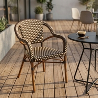 Chaise en rotin PE tressé à la main, légère et moderne, avec structure en aluminium, pour la restauration en plein air, les restaurants, les cafés, les bars, les meubles de patio