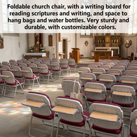 Chaise pliante en métal recouverte de tissu épais pour église, salle de lecture biblique, fabriquée en Chine, chaise de conférence pliante