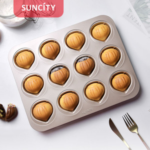 Suncity 12 Compartment Chestnut Cake Pan Non Stick Baking Mold For Oven Use - Product Image 4