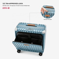 Valise rigide légère et durable de 18 pouces avec couvercle frontal rotatif, port USB et porte-gobelet, idéale pour les voyages d'affaires – Vente directe usine