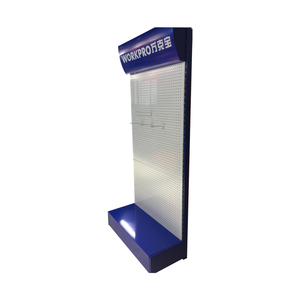 Freistehendes Metall-Pegboard-Display-<span class=keywords><strong>Rack</strong></span> frei bewegliches Hardware-Werkzeug-Display-<span class=keywords><strong>Rack</strong></span> für Einzelhandel geschäfte mit gebogenem Logo und Sockel. - Product Image 1