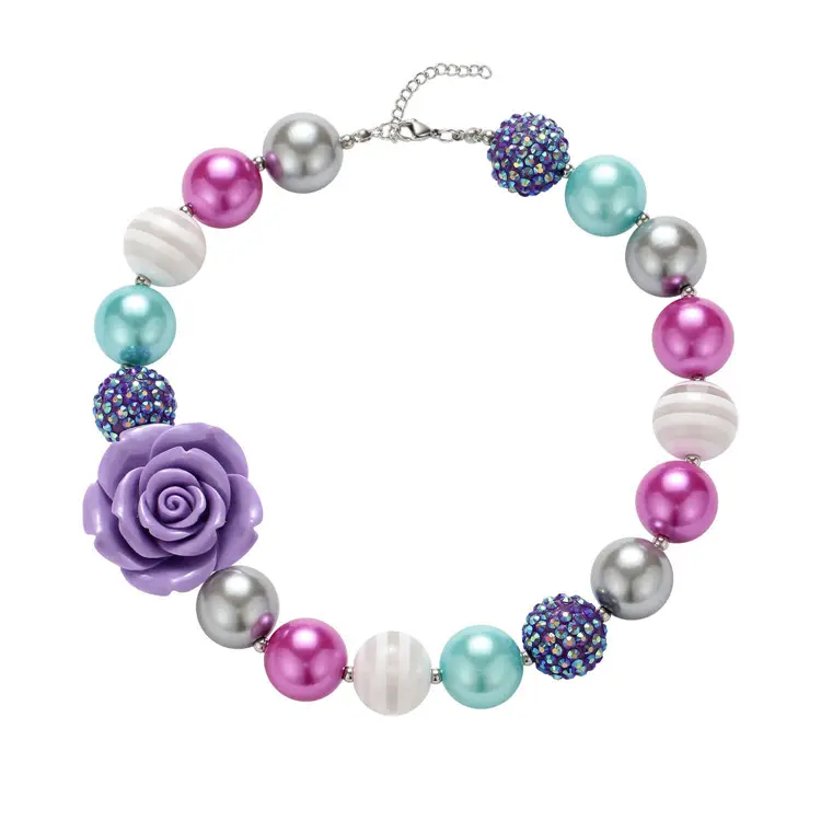 Groothandel Hoge kwaliteit candy kleur ketting voor meisje kinderen Chunky bubblegum kralen ketting