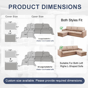 Housse de canapé en coton et polyester en forme de L, élégante, protection contre les éclaboussures, housse de canapé pour appartement, sur mesure - Product Image 2