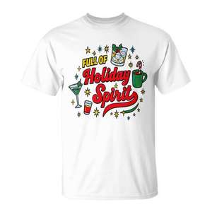 T-shirt rétro à thème de Noël, plein d'esprit festif, pour les boissons et le vin - Product Image 1