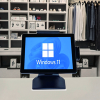 Système de point de vente tout-en-un à double écran, terminal de caisse Windows, écran tactile capacitif 15'', Intel I7/I5, Bluetooth/Wi-Fi