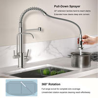Robinet de cuisine de luxe au design carré, moderne et élégant, avec douchette extractible à ressort en céramique, double poignée pour eau chaude/froide, idéal pour salle de bain et salle à manger