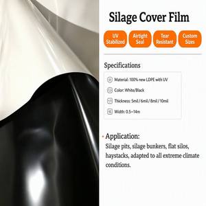 Bâche de silo en plastique noir et blanc 5mil 6mil 8mil, robuste, traitée anti-UV, imperméable, film Panda pour élevage bovin - Product Image 3