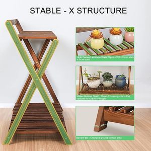 Support de plante en bois pour plusieurs plantes support de plante d'angle à 2 niveaux avec cintre de jardinière support de support de <span class=keywords><strong>Pot</strong></span> de fleur extérieur pour jardin - Product Image 5