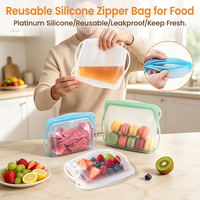 Sacs de conservation alimentaire réutilisables multifonctionnels en platine, écologiques, recyclables, sans BPA, avec fermeture éclair étanche et logo personnalisé