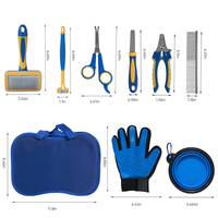 Kit de toilettage pour chien 8-en-1 avec coupe-ongles pour animaux, brosse pour chien, ciseaux pour chien, brosse à dents, bol
